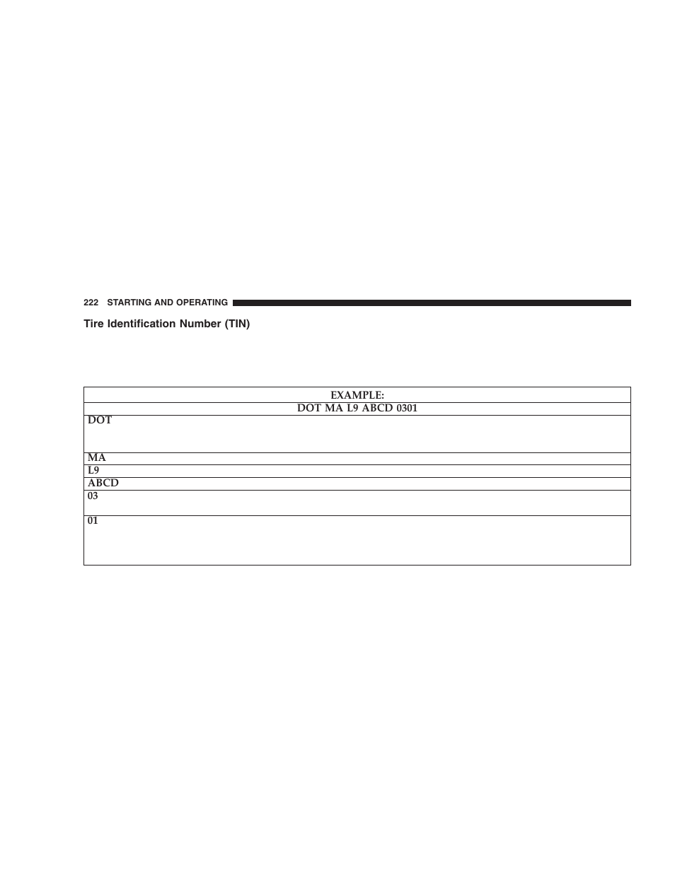 Tire identification number (tin) | Dodge 2006 DR Ram SRT-10 User Manual | Page 222 / 384