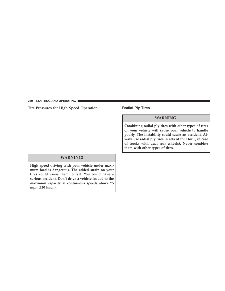 Radial-ply tires | Dodge 2006 DR Ram SRT-10 User Manual | Page 230 / 384