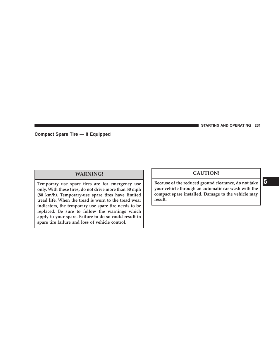 Compact spare tire — if equipped | Dodge 2006 DR Ram SRT-10 User Manual | Page 231 / 384