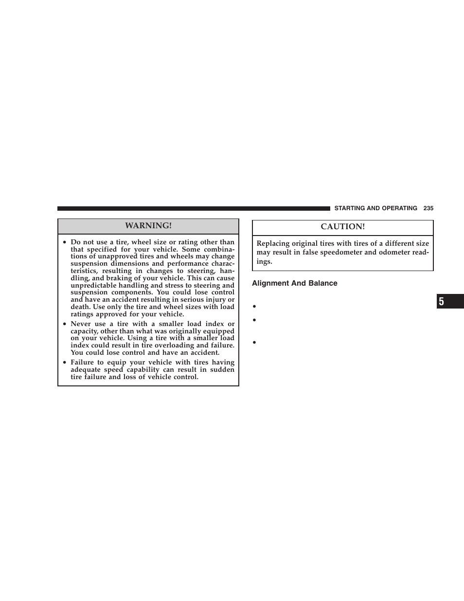 Alignment and balance | Dodge 2006 DR Ram SRT-10 User Manual | Page 235 / 384