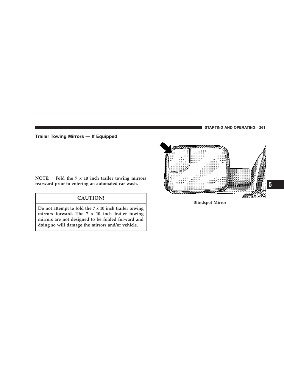 Trailer towing mirrors — if equipped | Dodge 2006 DR Ram SRT-10 User Manual | Page 261 / 384