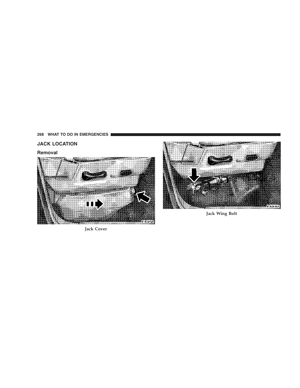 Jack location, Removal | Dodge 2006 DR Ram SRT-10 User Manual | Page 268 / 384