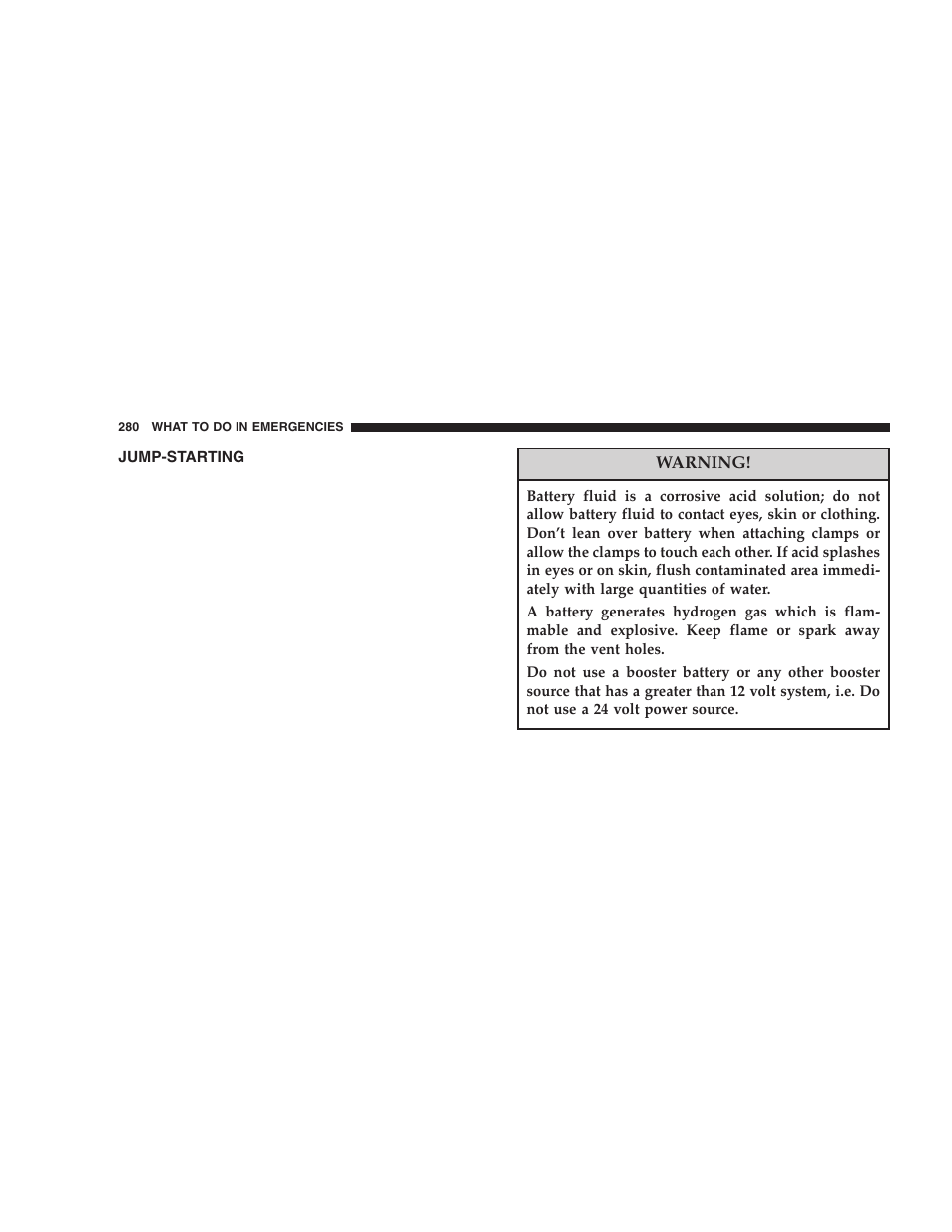 Jump-starting | Dodge 2006 DR Ram SRT-10 User Manual | Page 280 / 384