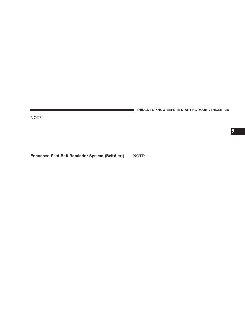 Enhanced seat belt reminder system, Beltalert) | Dodge 2006 DR Ram SRT-10 User Manual | Page 35 / 384