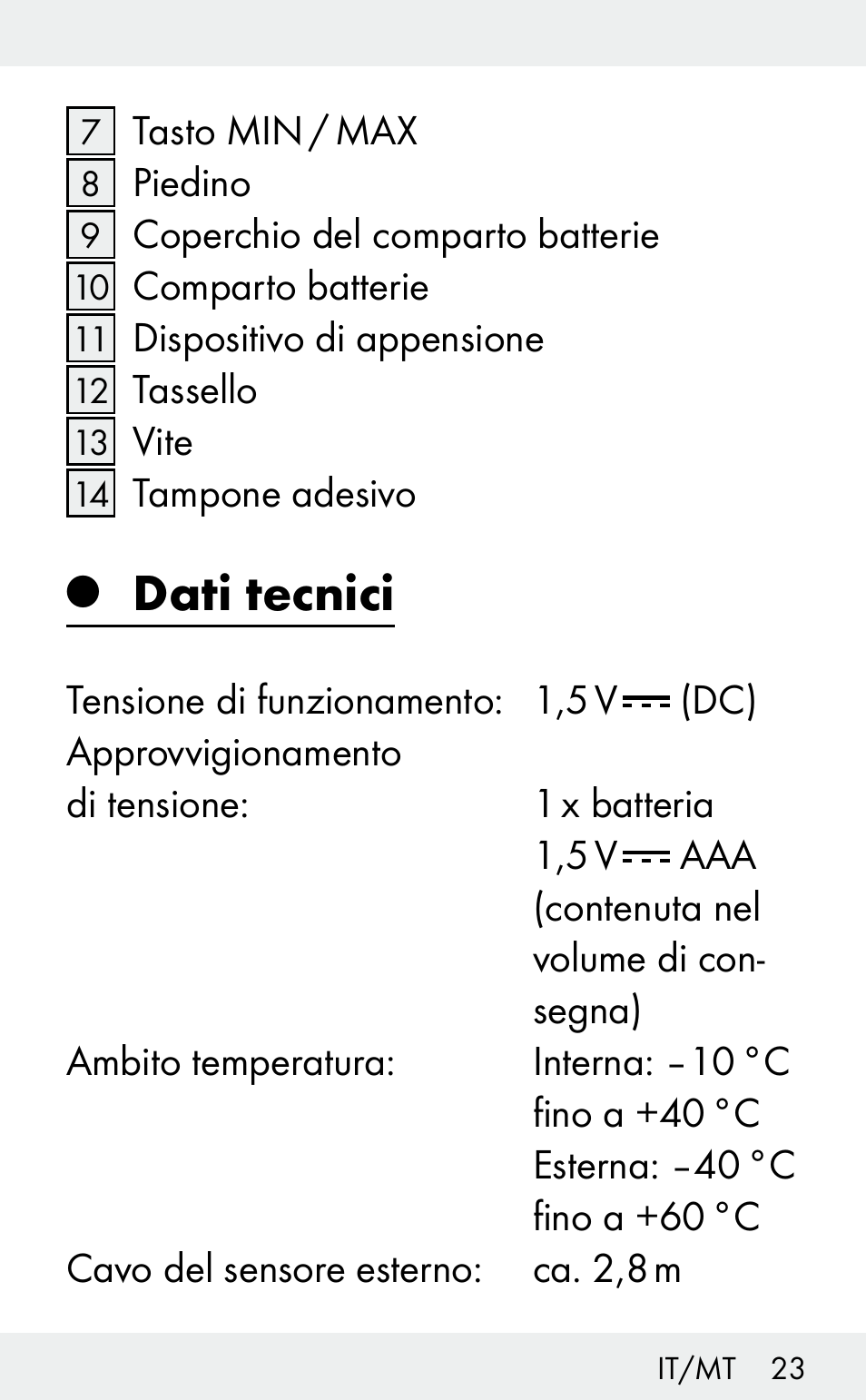 Dati tecnici | Auriol Z31482A_B User Manual | Page 23 / 72