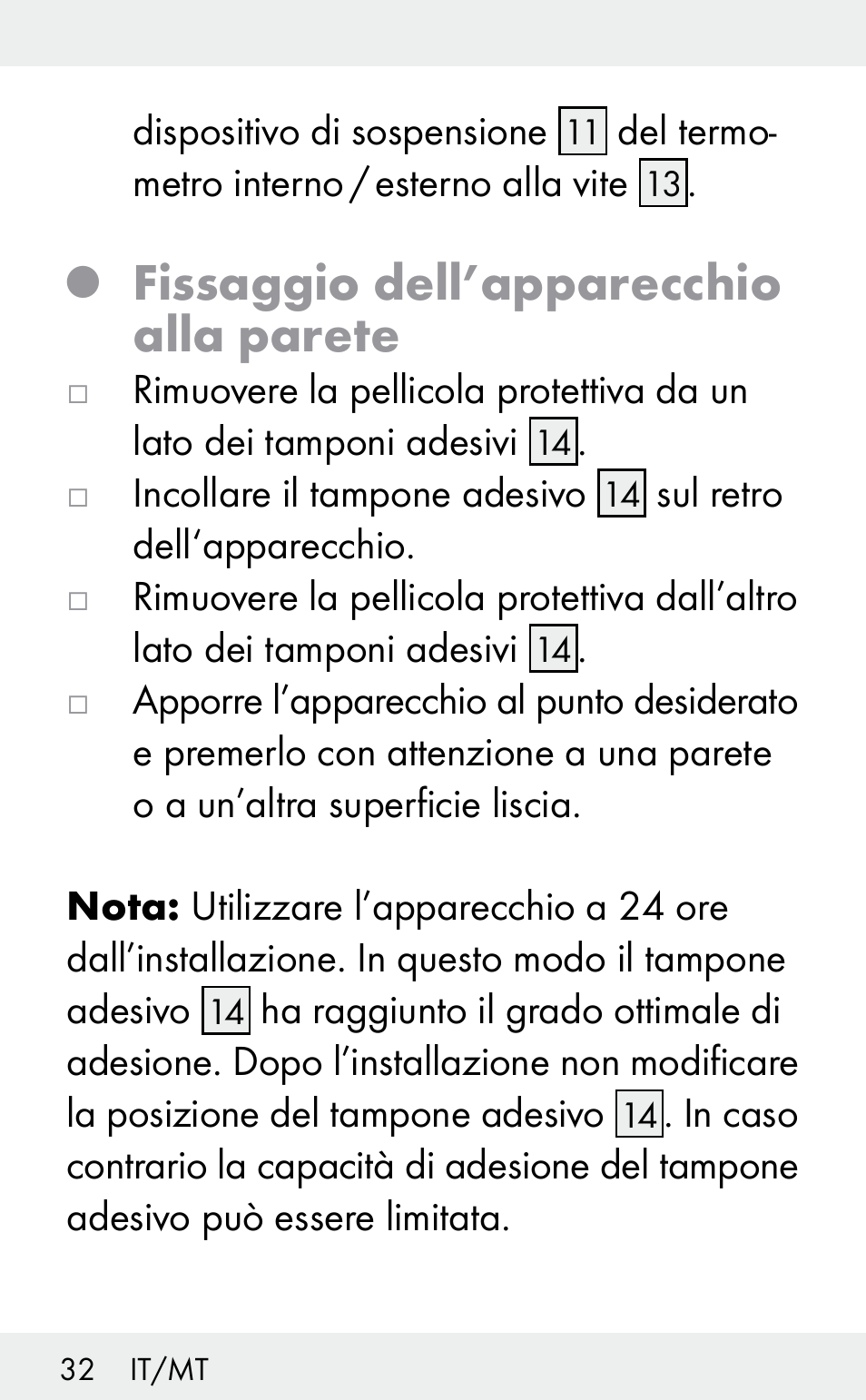 Fissaggio dell’apparecchio alla parete | Auriol Z31482A_B User Manual | Page 32 / 72