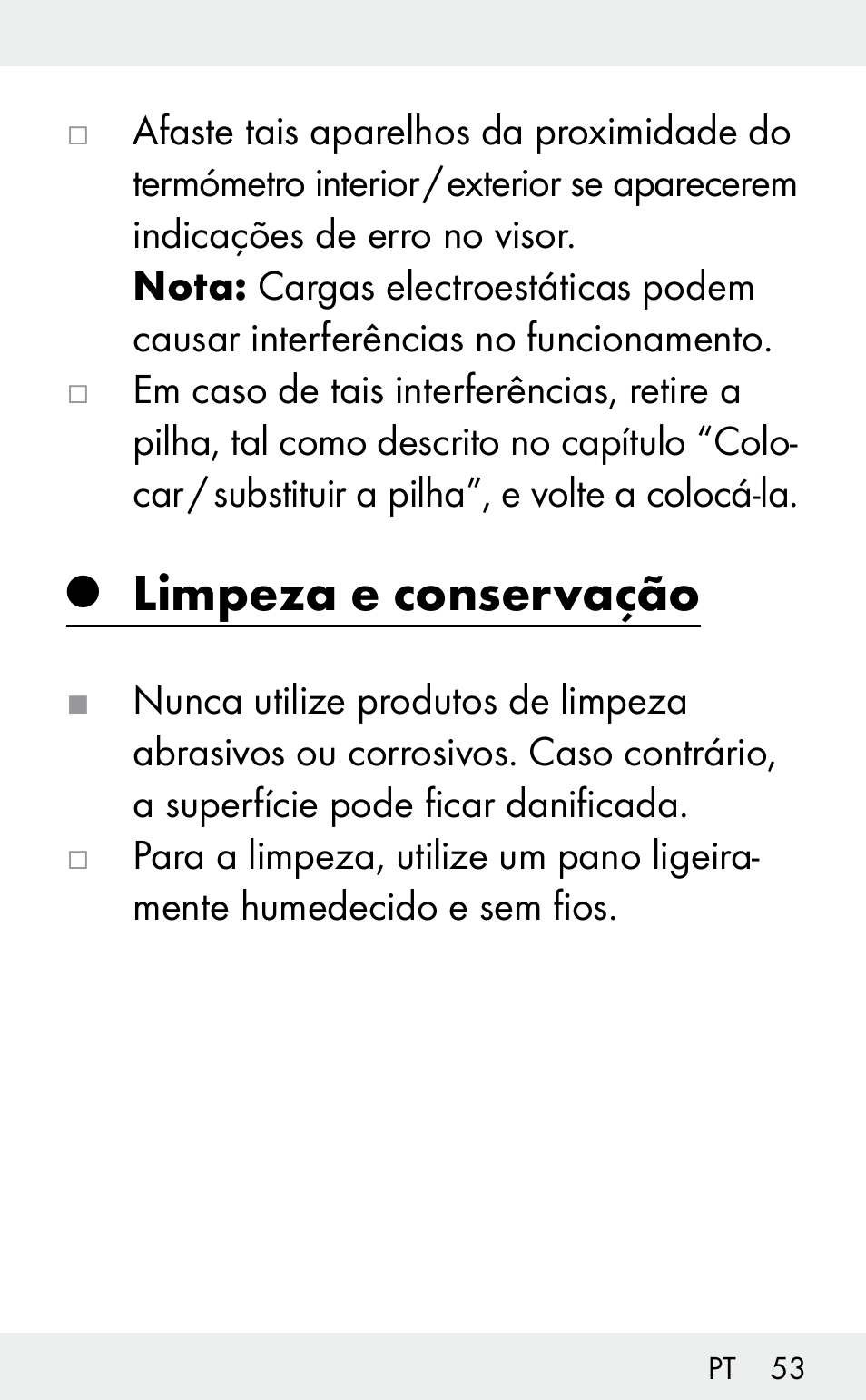 Limpeza e conservação | Auriol Z31482A_B User Manual | Page 53 / 72