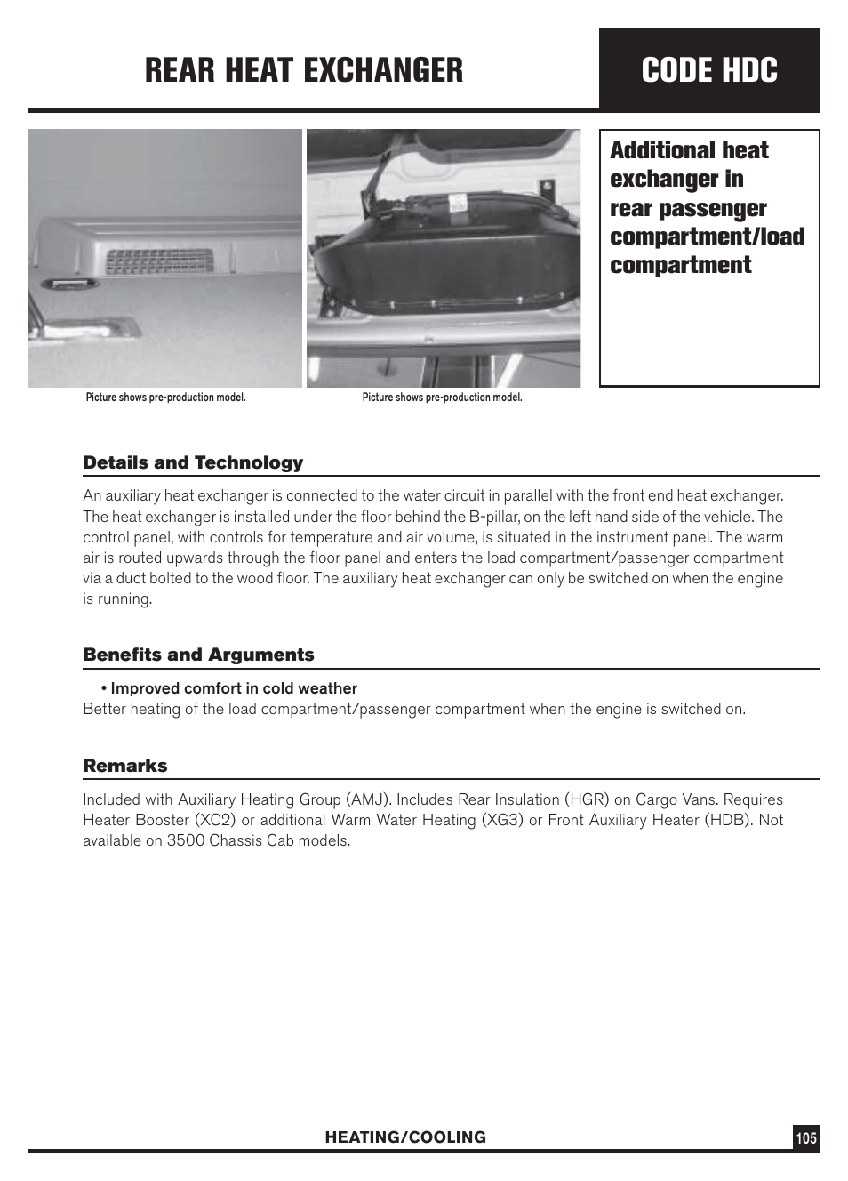 Code hdc, Rear heat exchanger | Dodge Sprinter 3500 User Manual | Page 107 / 202