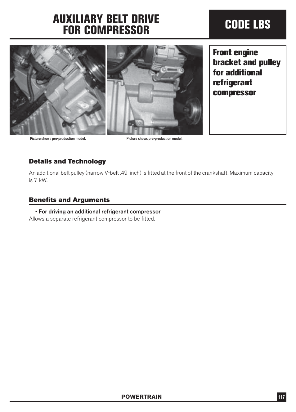 Code lbs, Auxiliary belt drive for compressor | Dodge Sprinter 3500 User Manual | Page 119 / 202