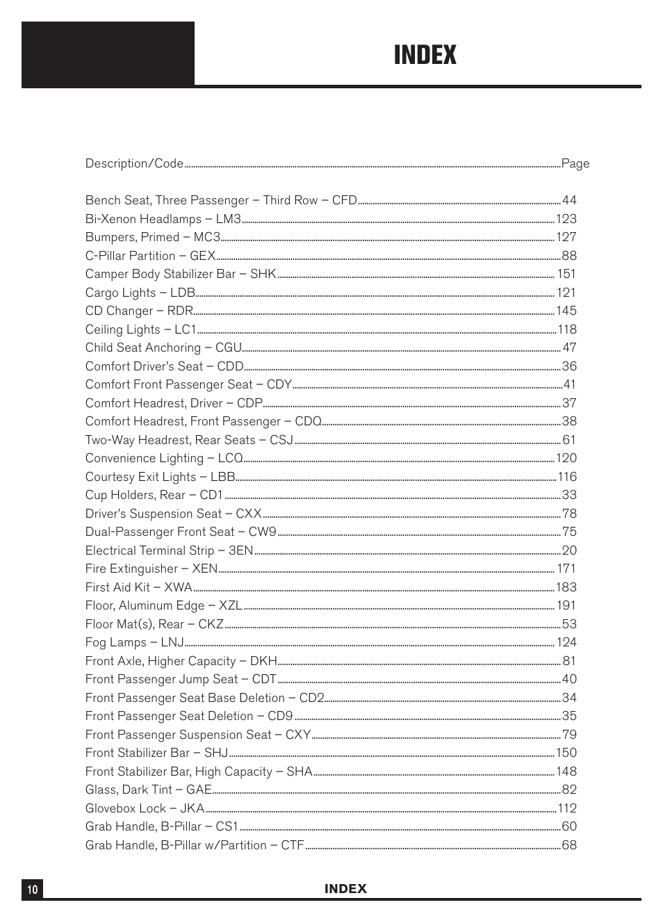 Index | Dodge Sprinter 3500 User Manual | Page 12 / 202