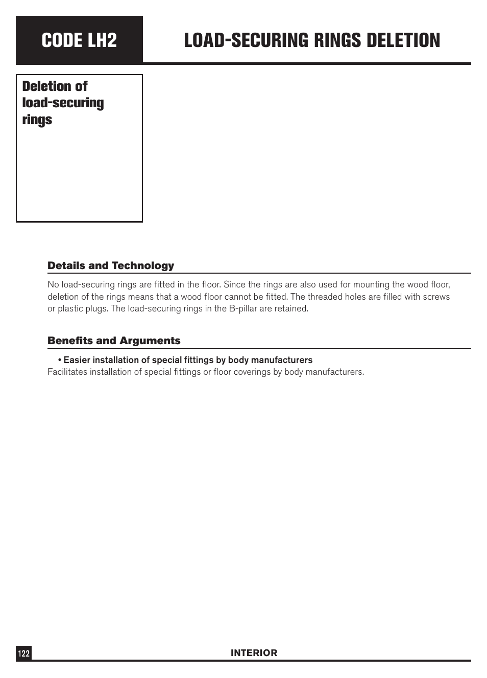 Code lh2, Load-securing rings deletion, Deletion of load-securing rings | Dodge Sprinter 3500 User Manual | Page 124 / 202