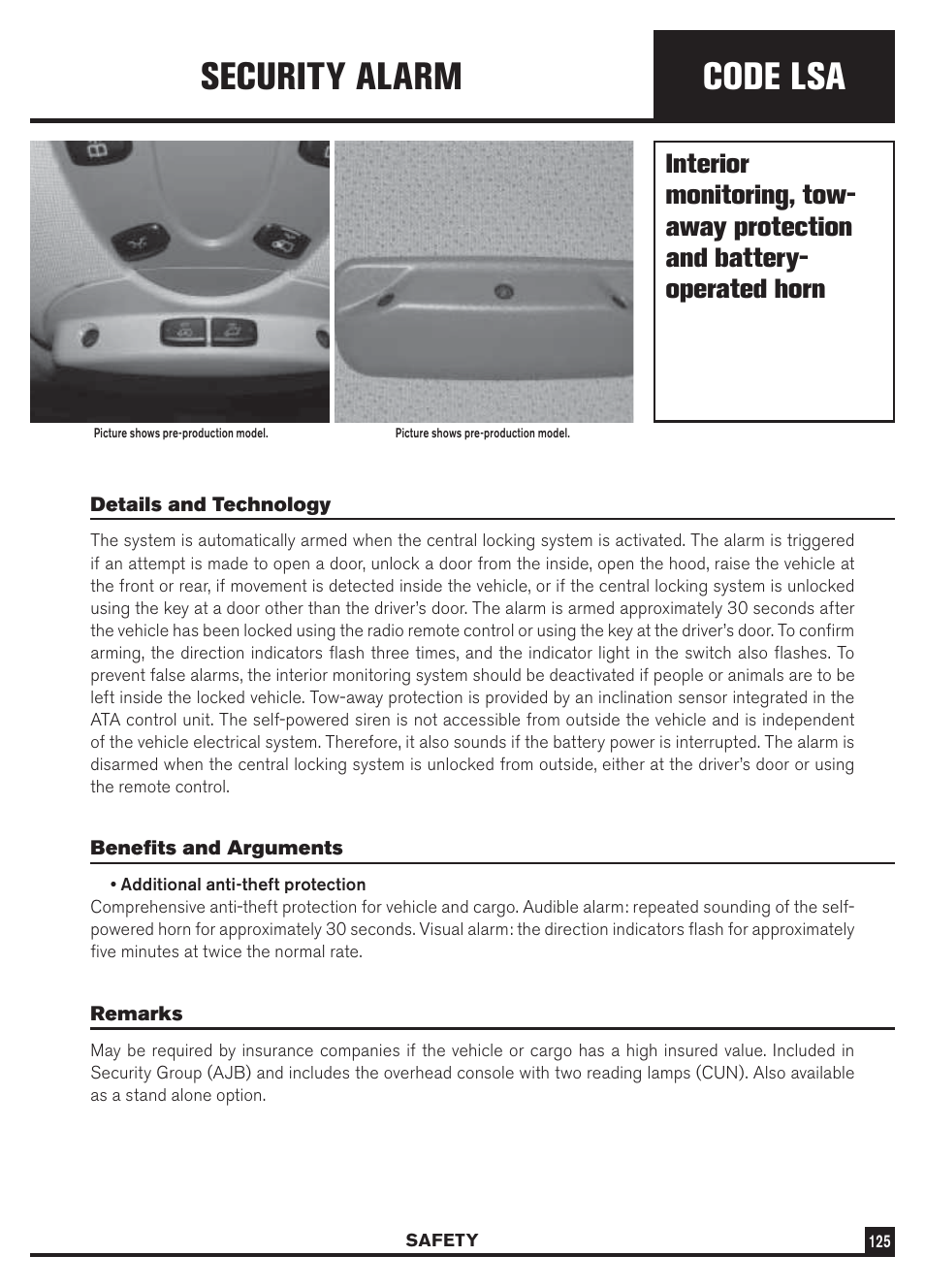 Code lsa, Security alarm | Dodge Sprinter 3500 User Manual | Page 127 / 202