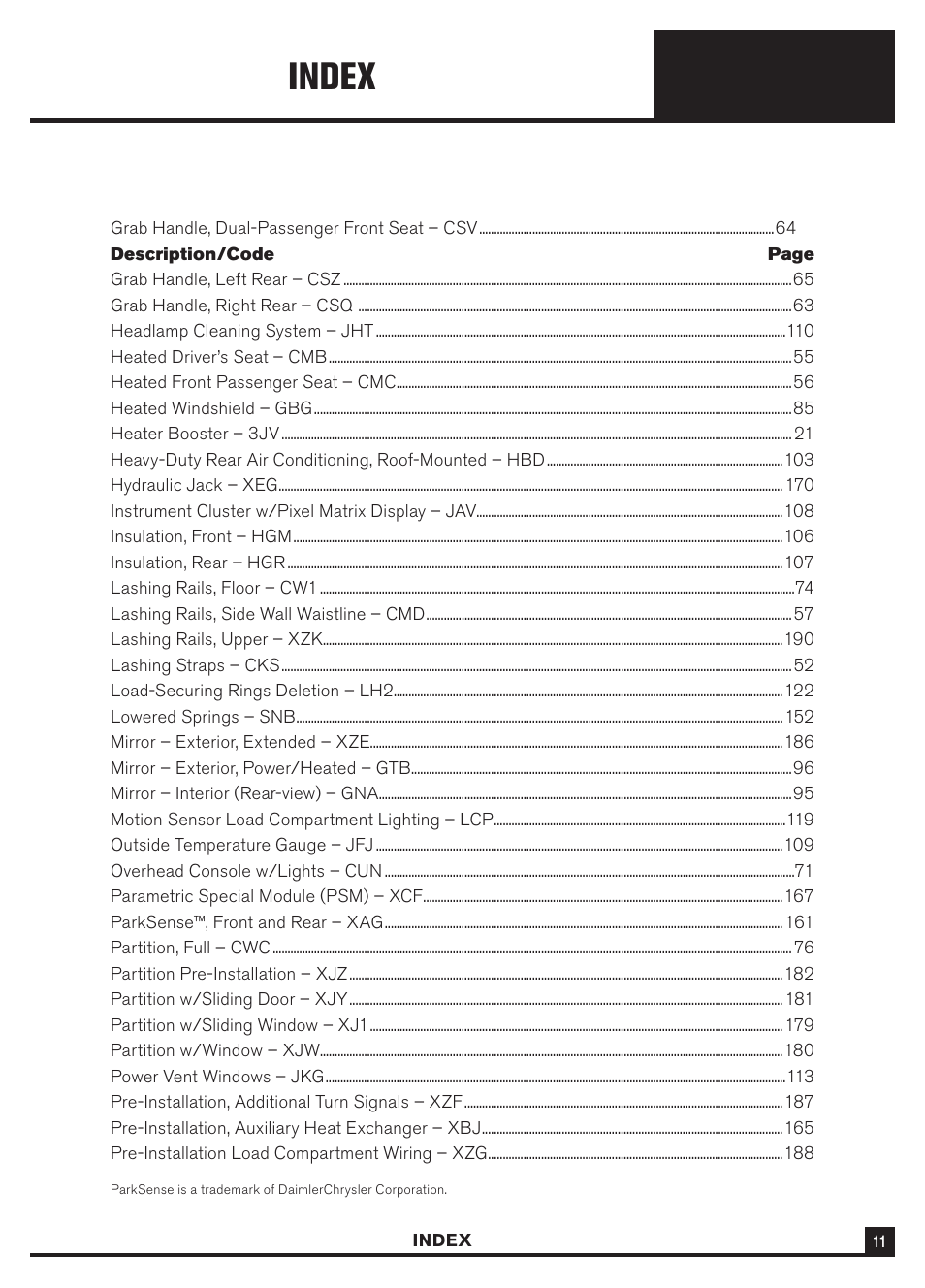 Index | Dodge Sprinter 3500 User Manual | Page 13 / 202