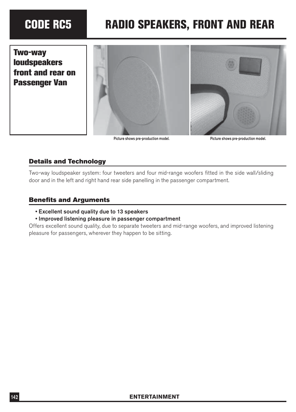 Code rc5, Radio speakers, front and rear | Dodge Sprinter 3500 User Manual | Page 144 / 202