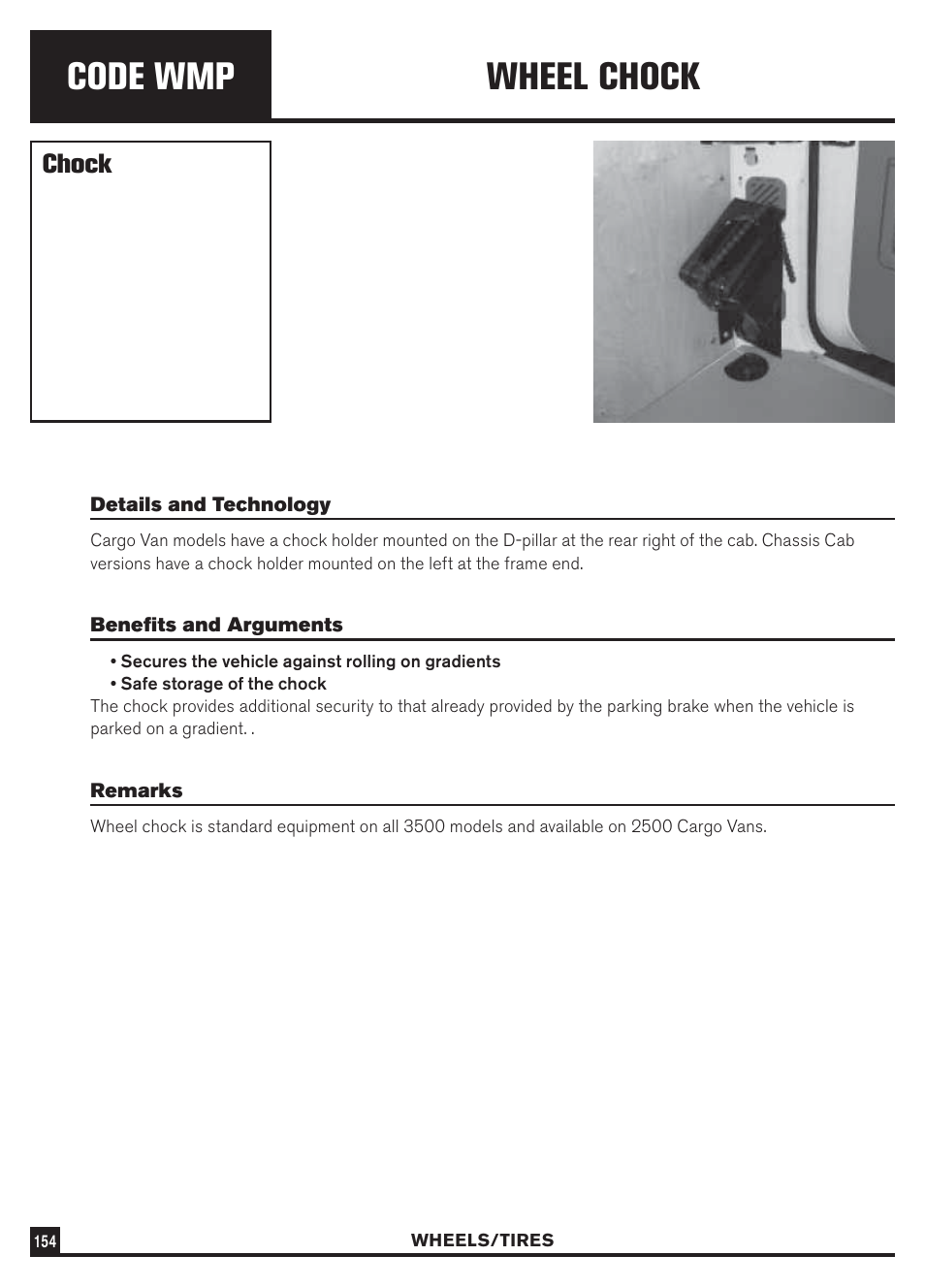 Code wmp wheel chock, Chock | Dodge Sprinter 3500 User Manual | Page 156 / 202