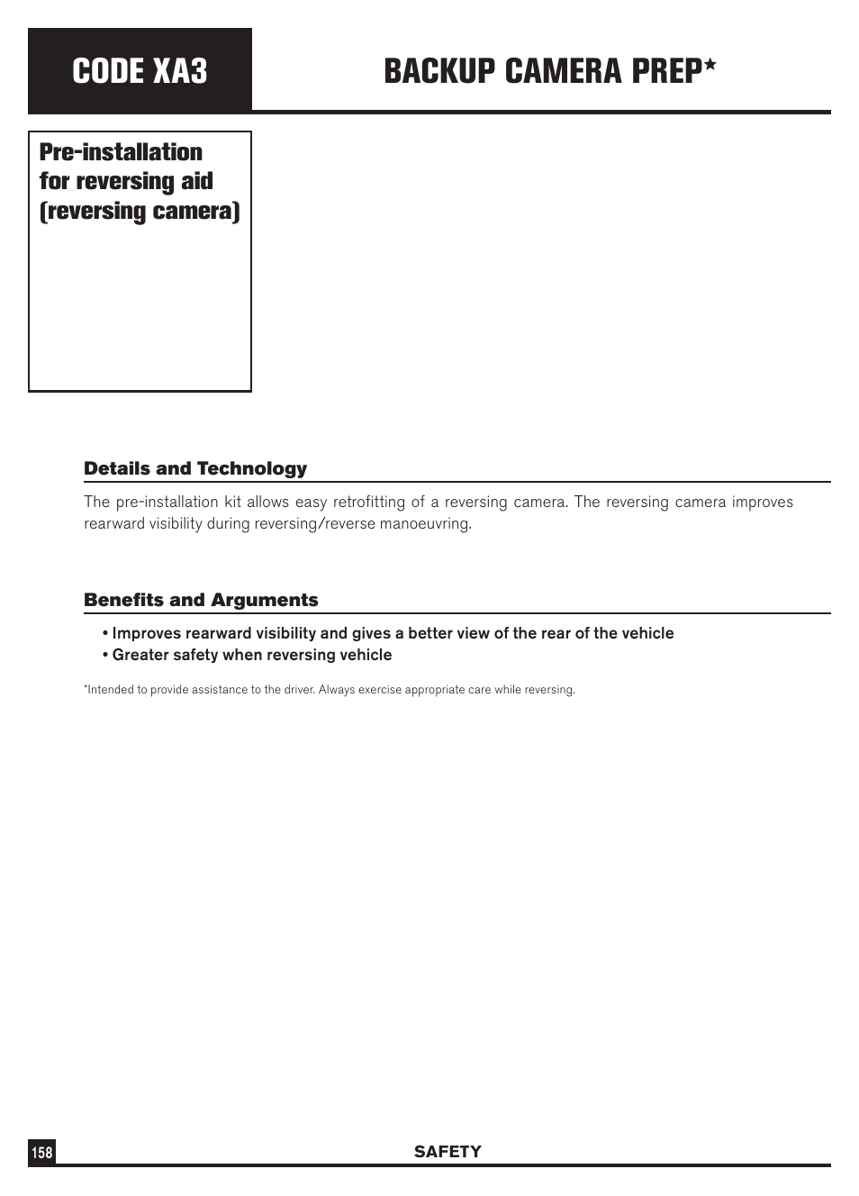 Code xa3, Backup camera prep | Dodge Sprinter 3500 User Manual | Page 160 / 202