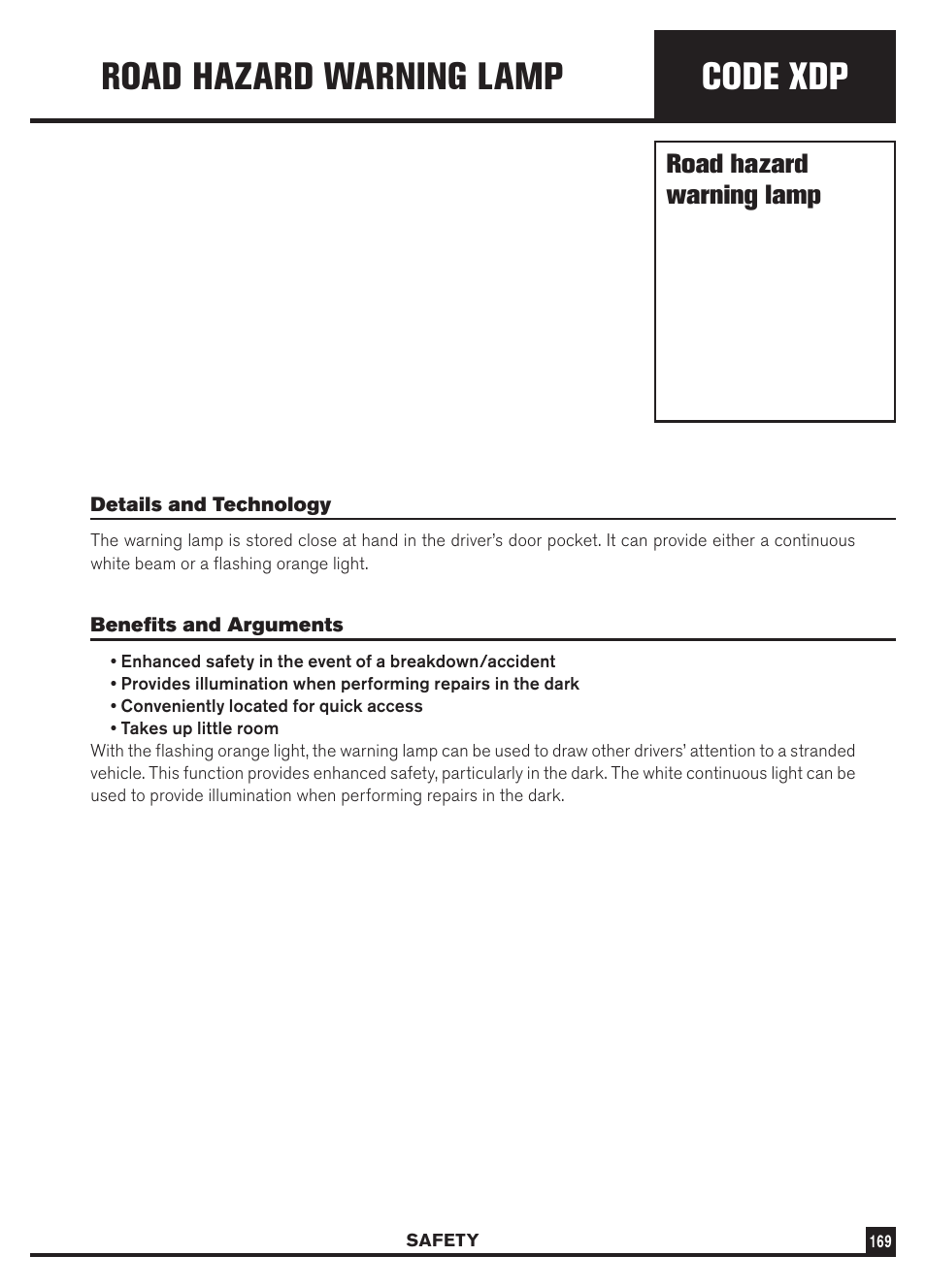 Code xdp, Road hazard warning lamp | Dodge Sprinter 3500 User Manual | Page 171 / 202