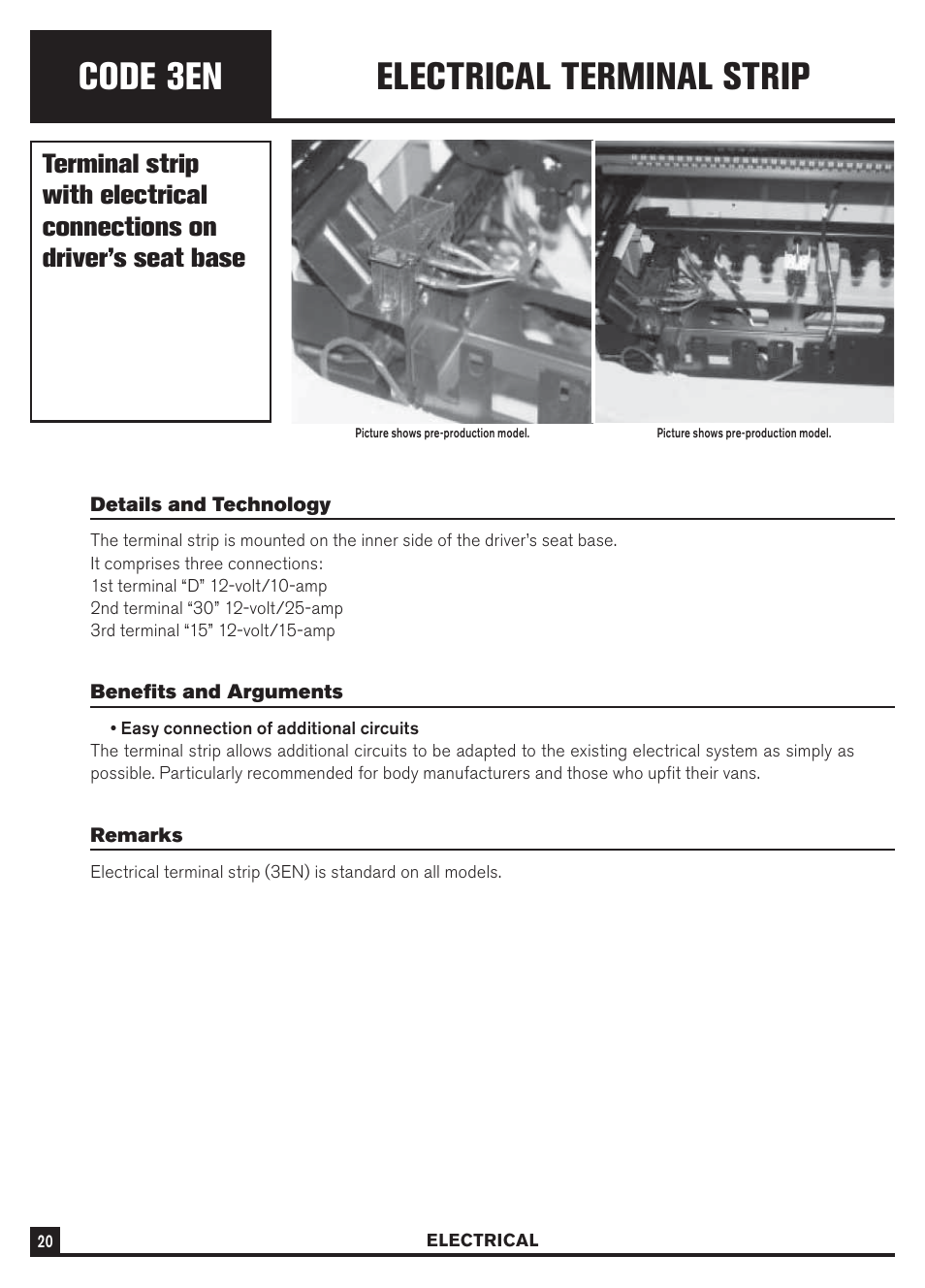 Code 3en, Electrical terminal strip | Dodge Sprinter 3500 User Manual | Page 22 / 202