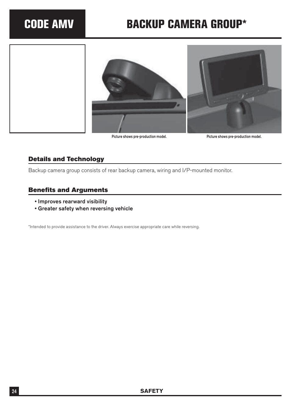 Code amv, Backup camera group | Dodge Sprinter 3500 User Manual | Page 26 / 202