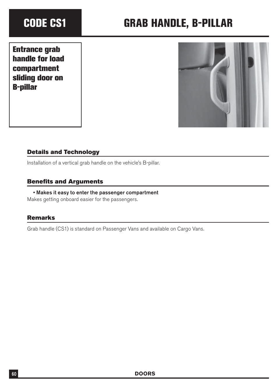 Code cs1, Grab handle, b-pillar | Dodge Sprinter 3500 User Manual | Page 62 / 202