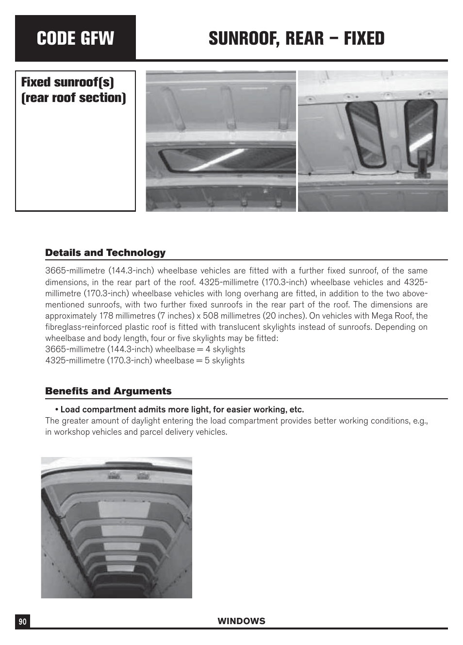 Code gfw, Sunroof, rear – fixed | Dodge Sprinter 3500 User Manual | Page 92 / 202