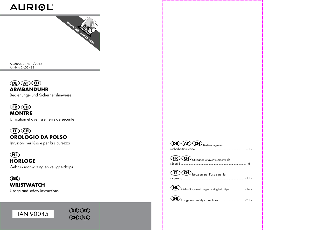 Auriol 2-LD3483 User Manual | 14 pages