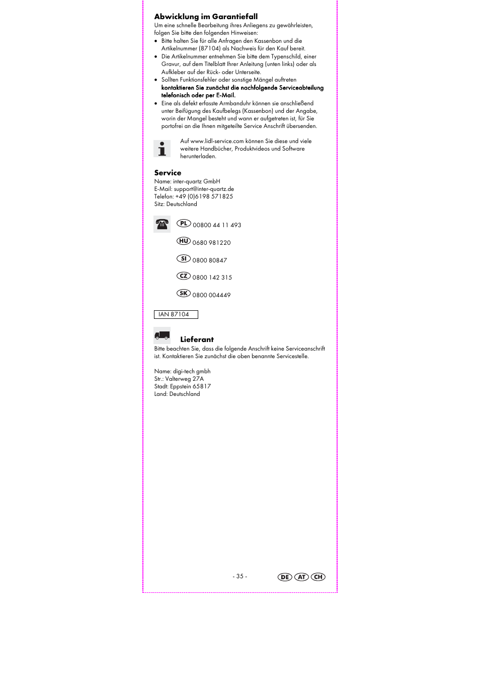 Auriol 2-LD3503-6 User Manual | Page 37 / 38