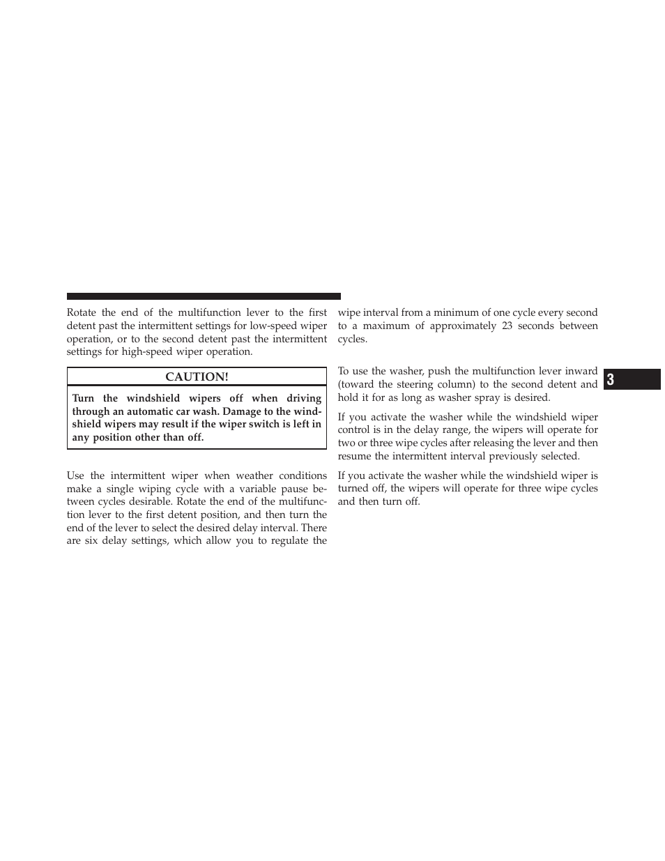 Intermittent wiper system, Windshield washers | Dodge 2010 Charger SRT User Manual | Page 138 / 442