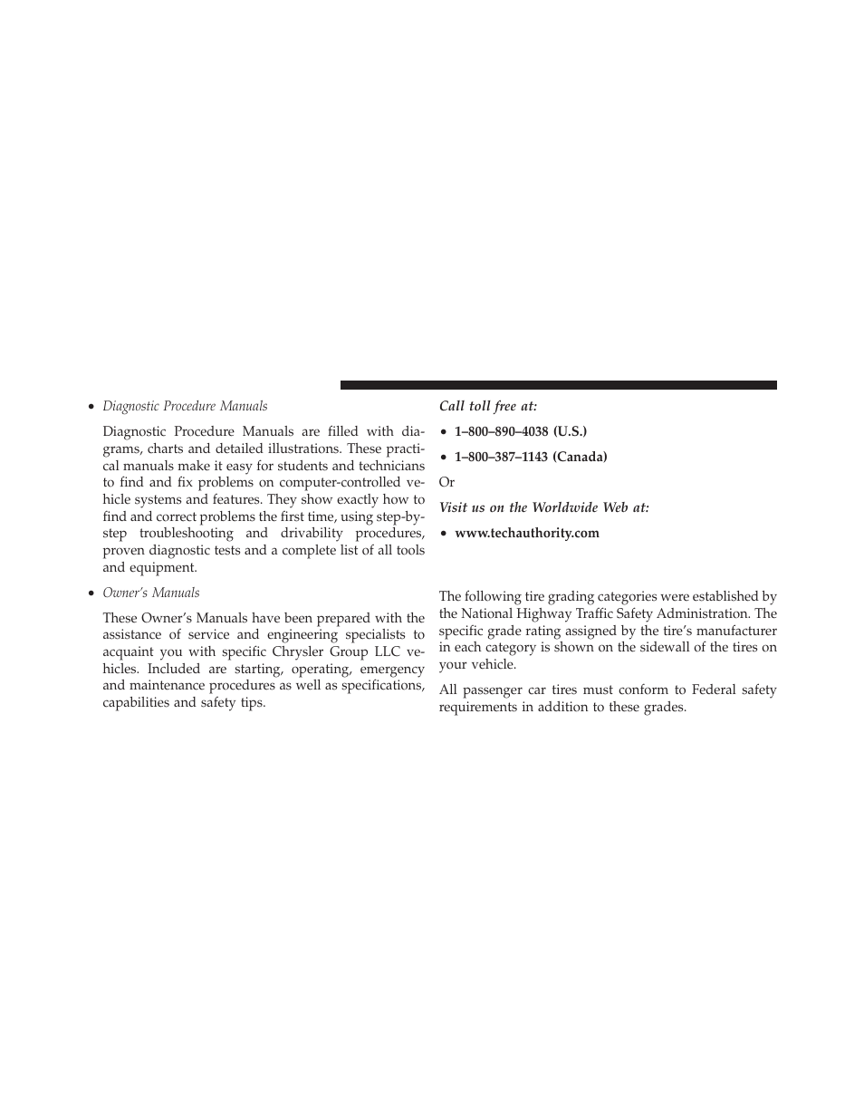 Department of transportation uniform tire, Quality grades | Dodge 2010 Charger SRT User Manual | Page 419 / 442