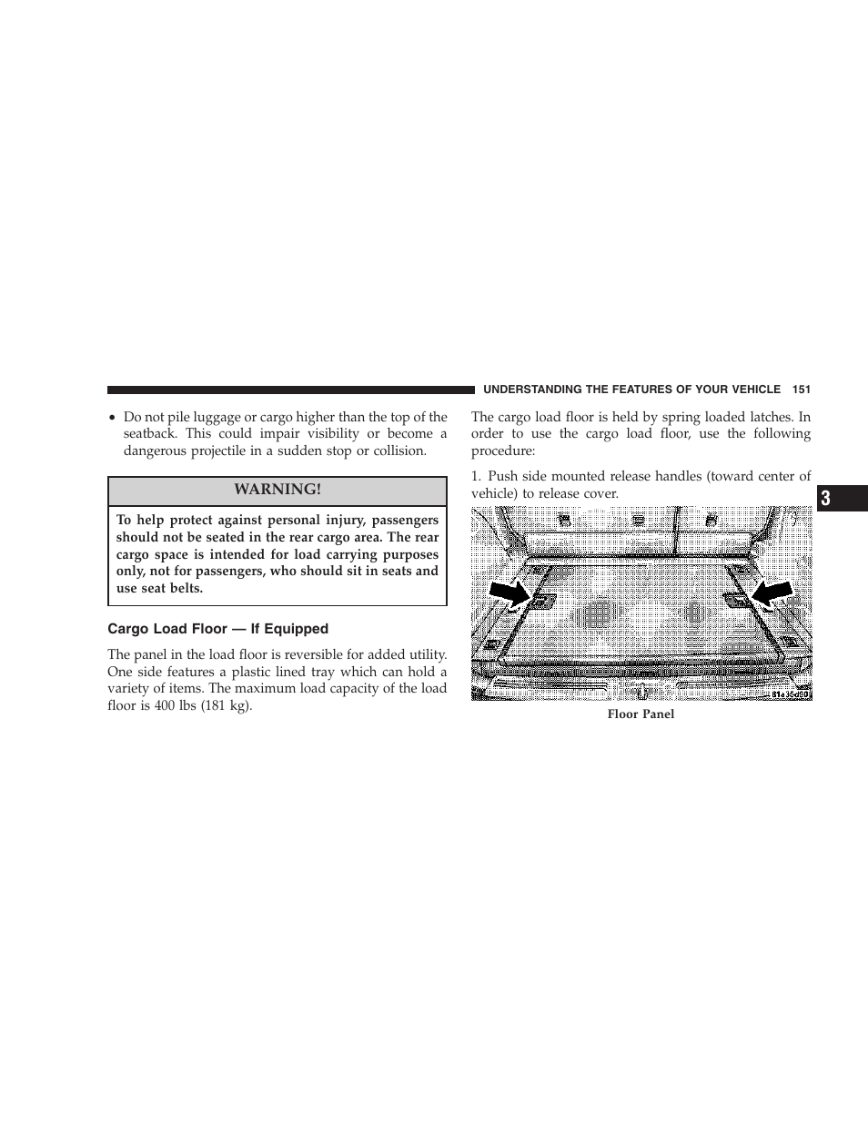 Cargo load floor — if equipped | Dodge 2007 KA Nitro User Manual | Page 151 / 436