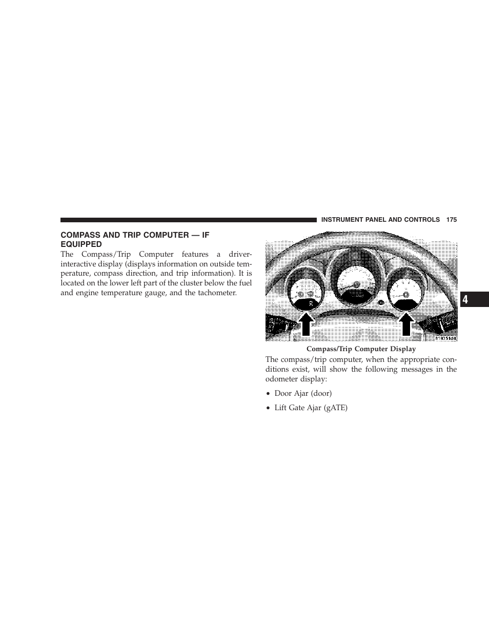 Compass and trip computer — if equipped | Dodge 2007 KA Nitro User Manual | Page 175 / 436