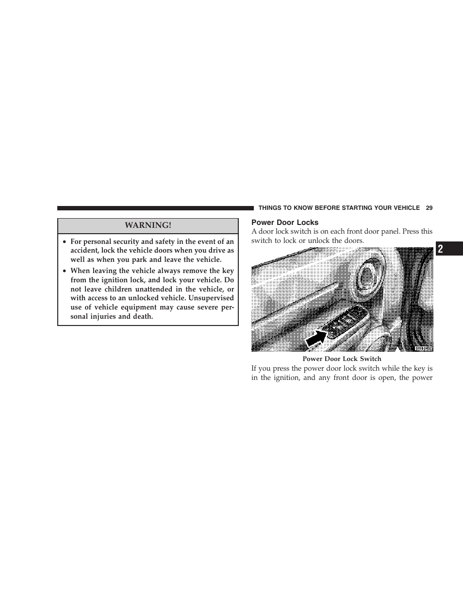 Power door locks | Dodge 2007 KA Nitro User Manual | Page 29 / 436