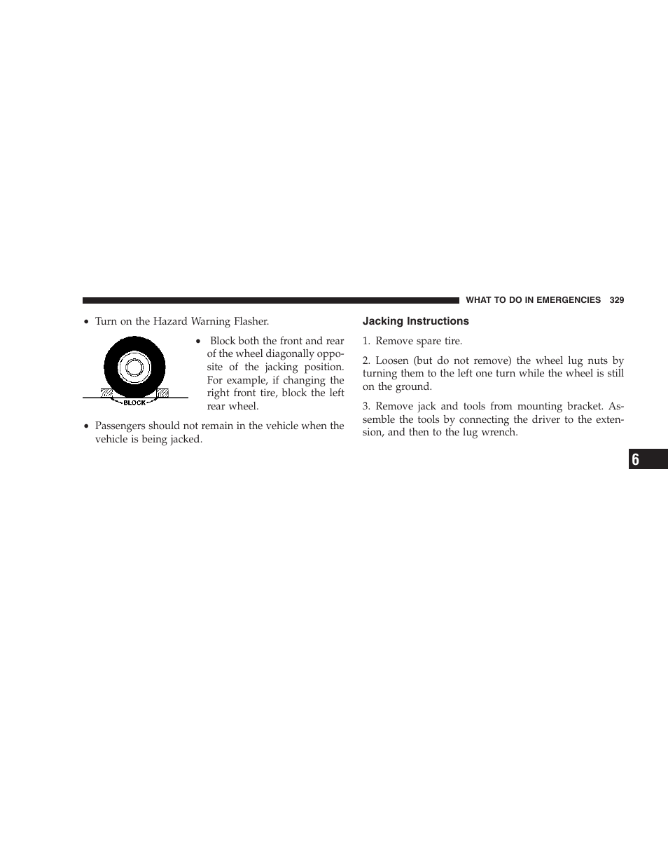 Jacking instructions | Dodge 2007 KA Nitro User Manual | Page 329 / 436