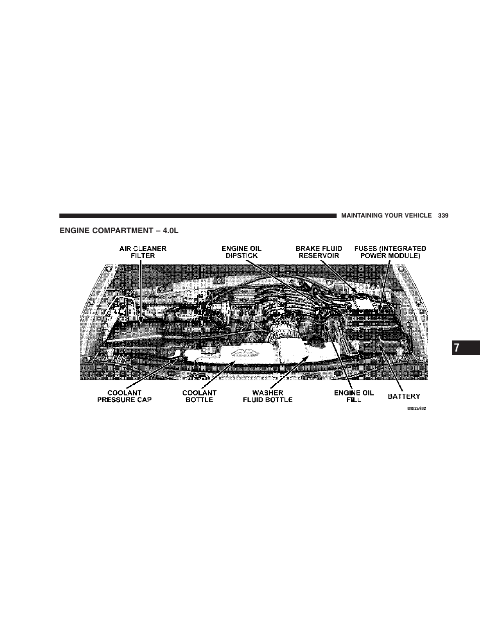 Engine compartment – 4.0l | Dodge 2007 KA Nitro User Manual | Page 339 / 436