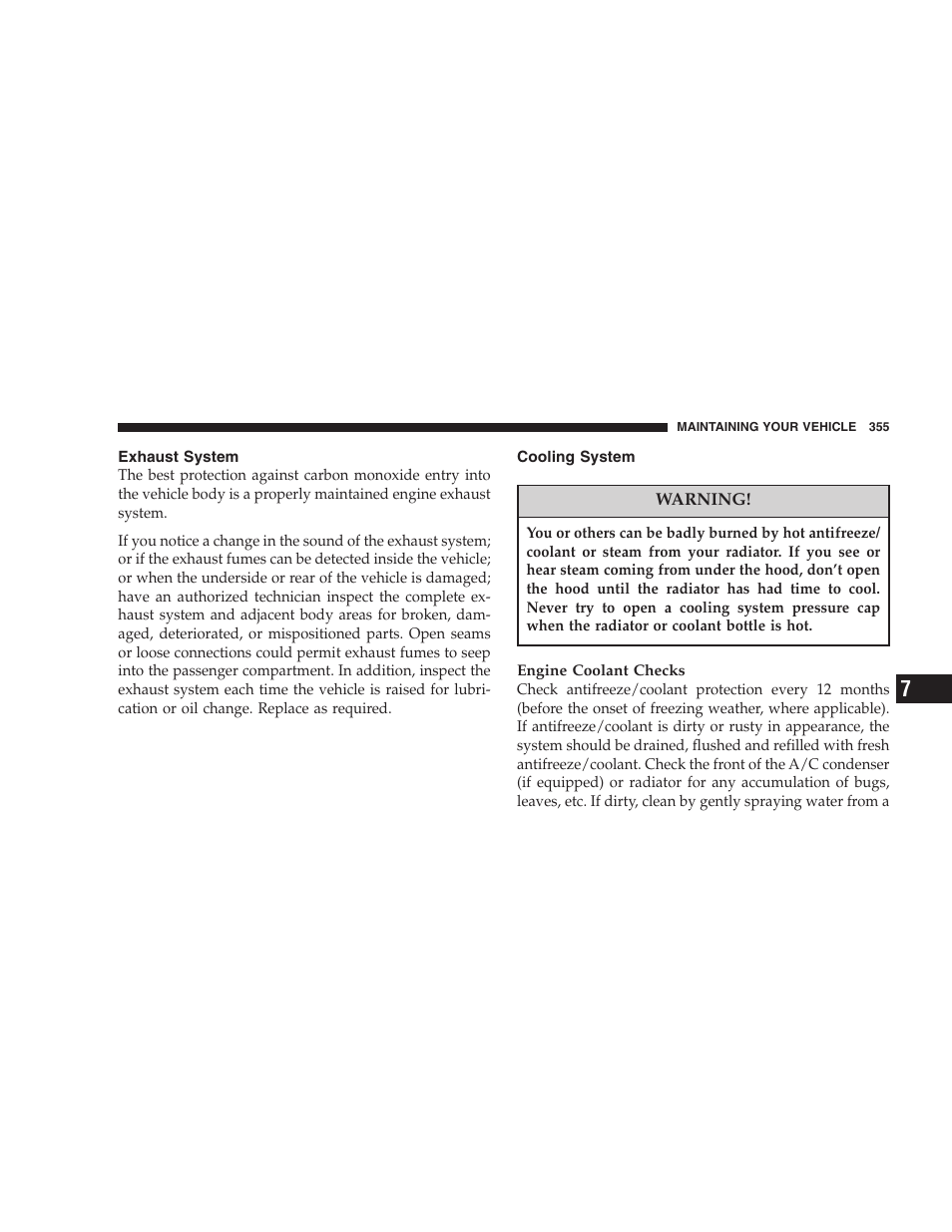 Exhaust system, Cooling system | Dodge 2007 KA Nitro User Manual | Page 355 / 436