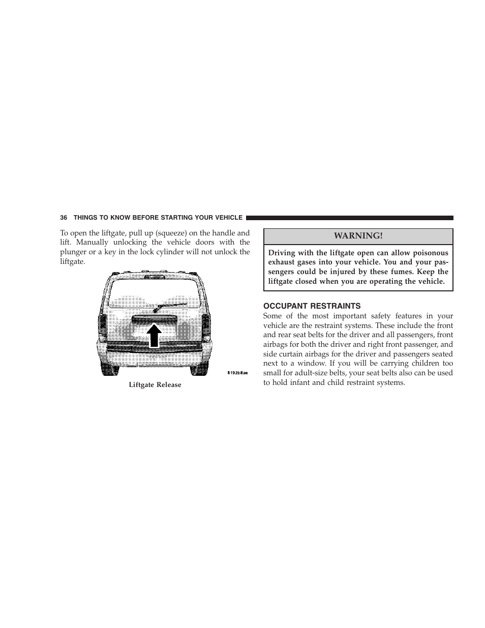 Occupant restraints | Dodge 2007 KA Nitro User Manual | Page 36 / 436