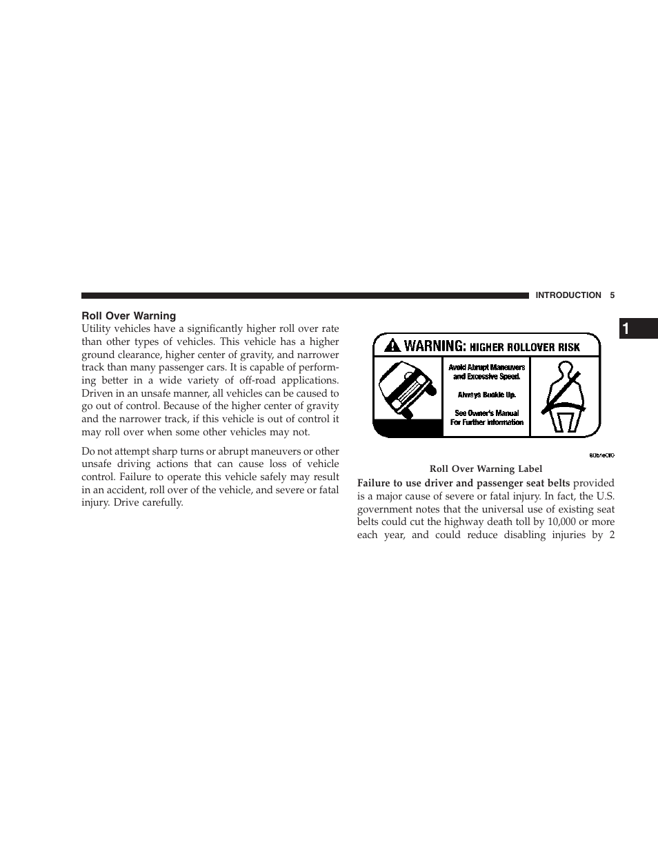 Roll over warning | Dodge 2007 KA Nitro User Manual | Page 5 / 436