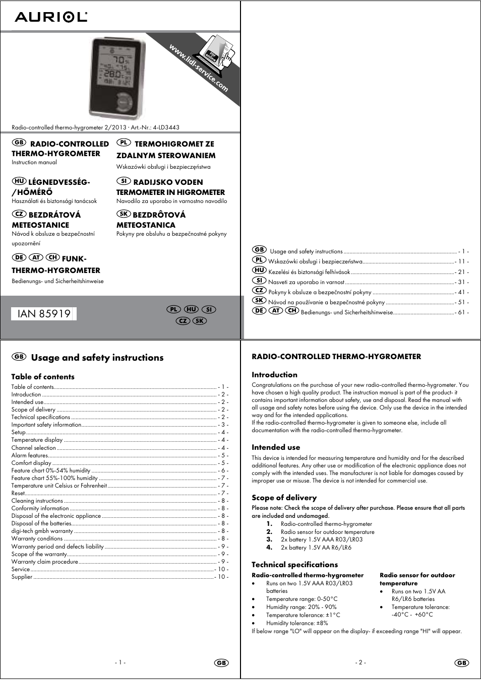 Auriol 4-LD3443 User Manual | 19 pages
