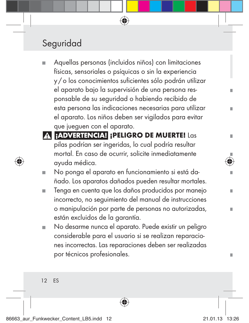 Seguridad | Auriol Z31408 User Manual | Page 12 / 102