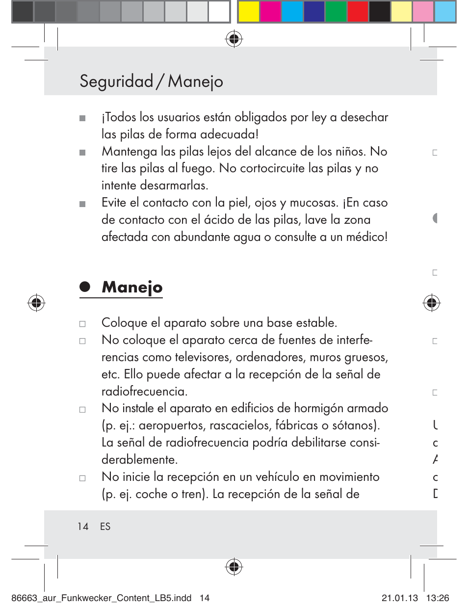 Seguridad / manejo, Manejo | Auriol Z31408 User Manual | Page 14 / 102