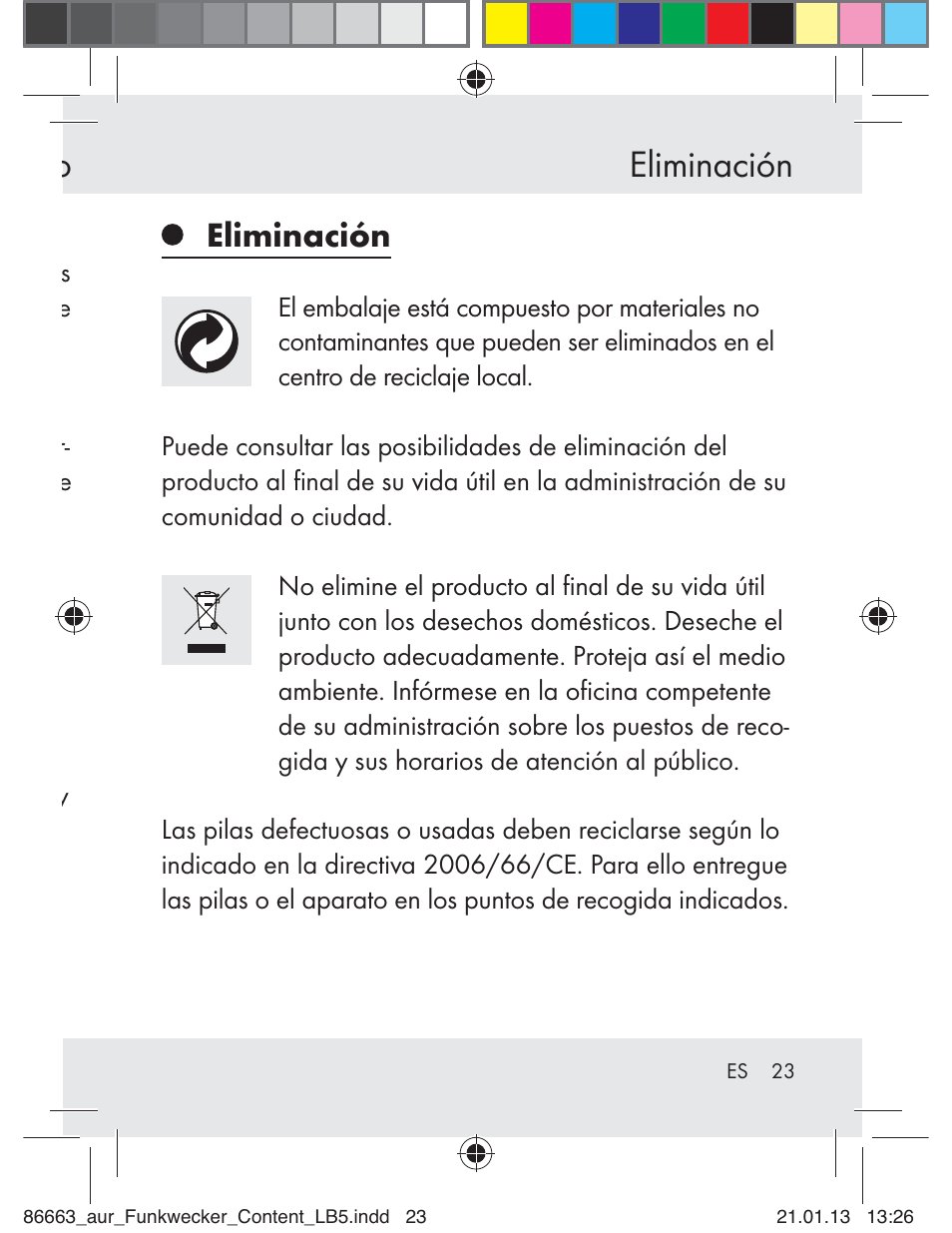 Eliminación | Auriol Z31408 User Manual | Page 23 / 102