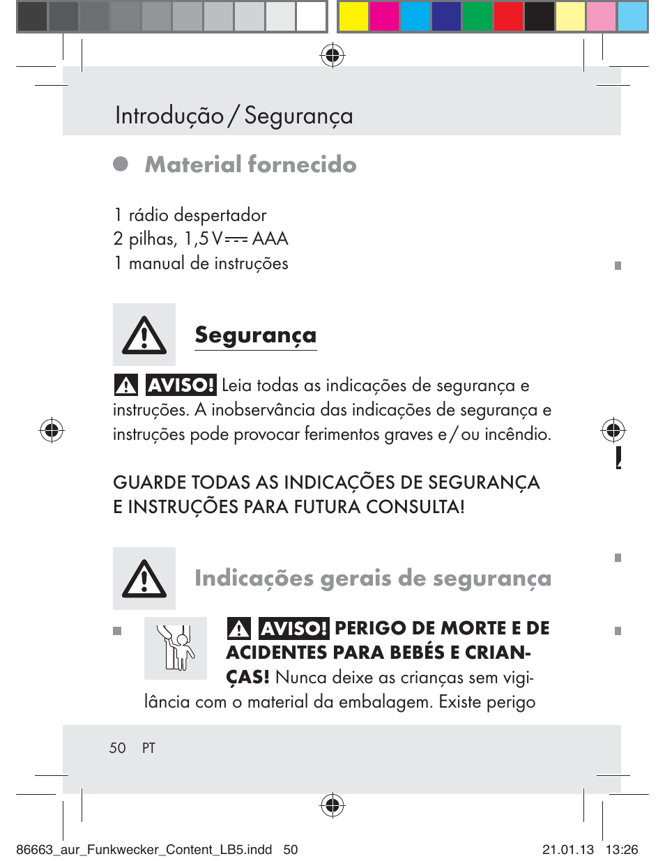 Introdução / segurança, Material fornecido, Segurança | Indicações gerais de segurança | Auriol Z31408 User Manual | Page 50 / 102