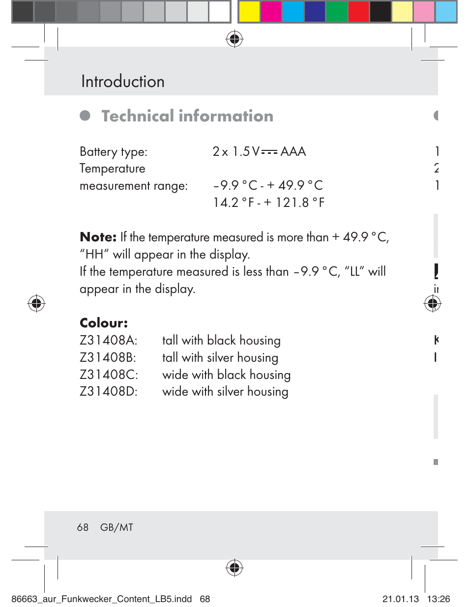 Introduction, Technical information | Auriol Z31408 User Manual | Page 68 / 102