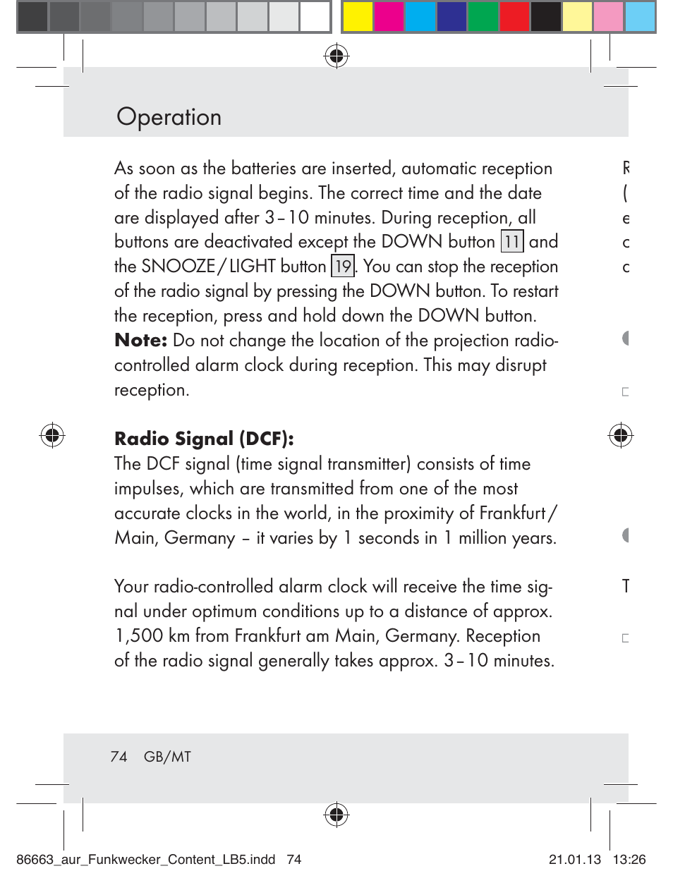 Operation | Auriol Z31408 User Manual | Page 74 / 102