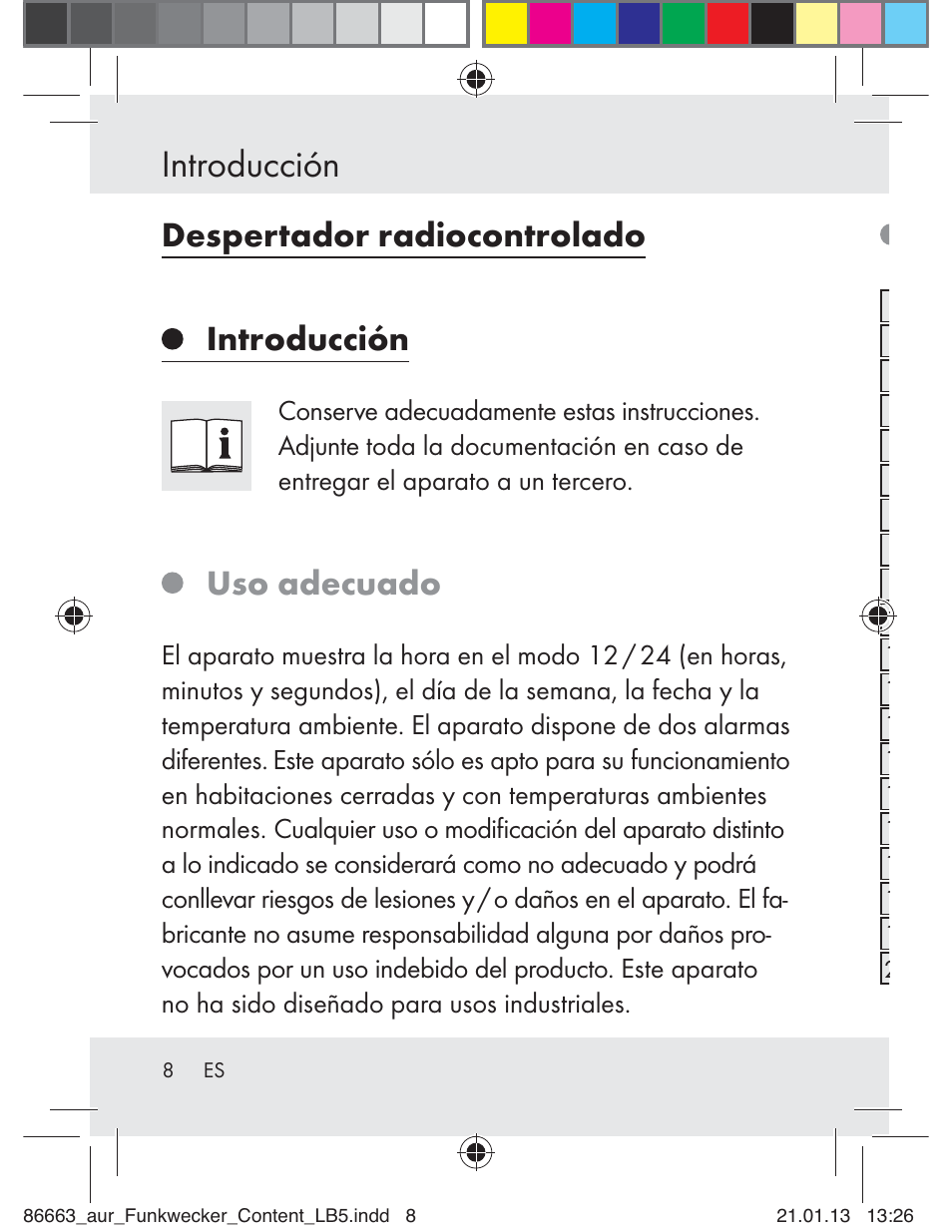 Introducción, Despertador radiocontrolado, Uso adecuado | Auriol Z31408 User Manual | Page 8 / 102