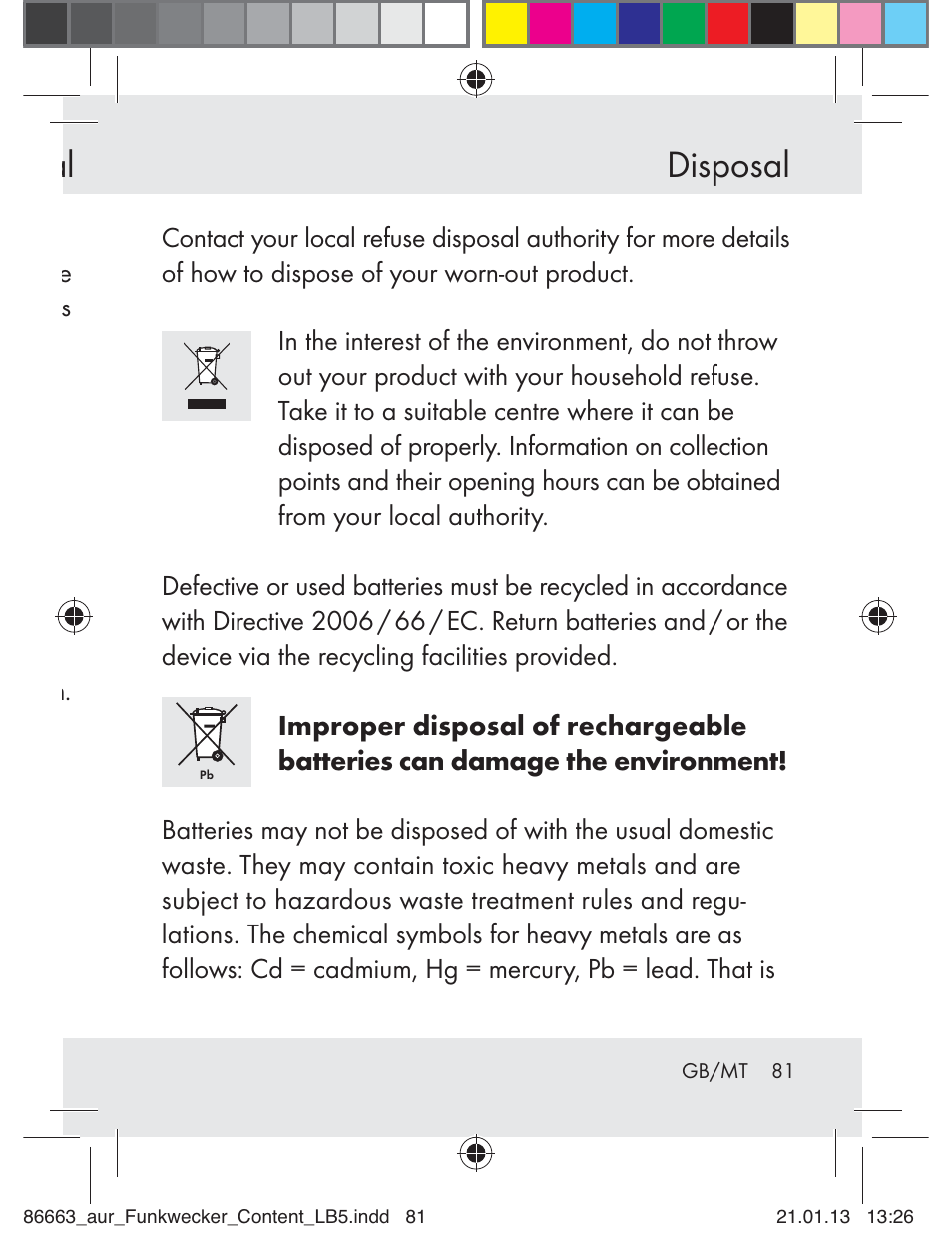 Disposal | Auriol Z31408 User Manual | Page 81 / 102