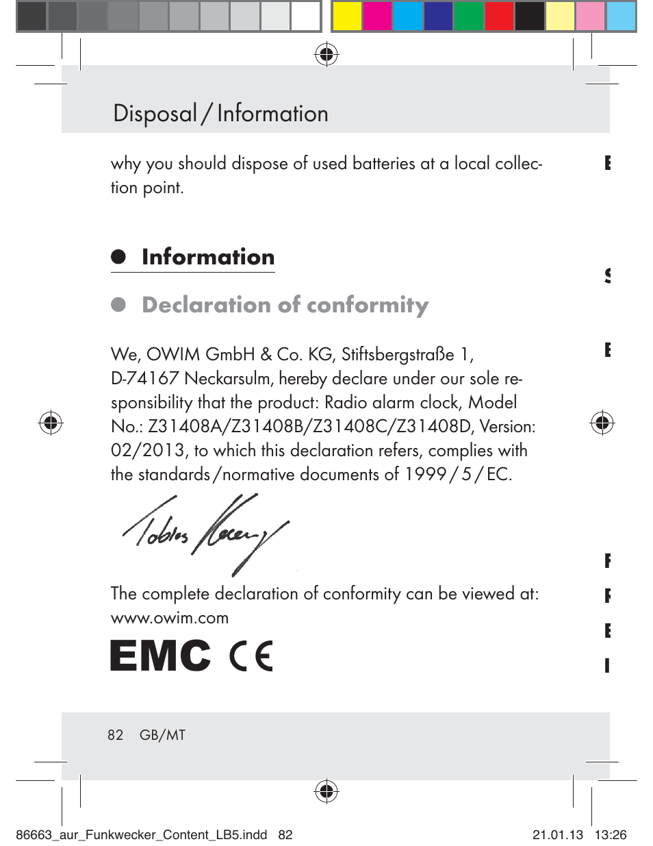 Disposal / information | Auriol Z31408 User Manual | Page 82 / 102