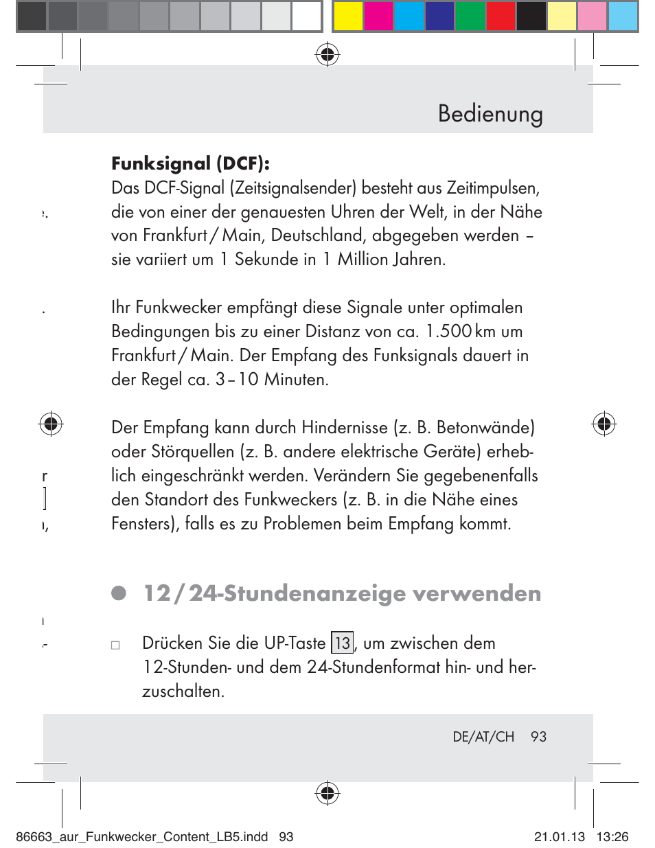 Bedienung, 12 / 24-stundenanzeige verwenden | Auriol Z31408 User Manual | Page 93 / 102