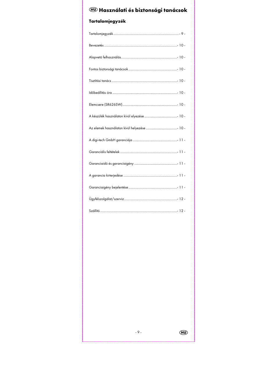 Használati és biztonsági tanácsok | Auriol 2-LD3463 User Manual | Page 11 / 31
