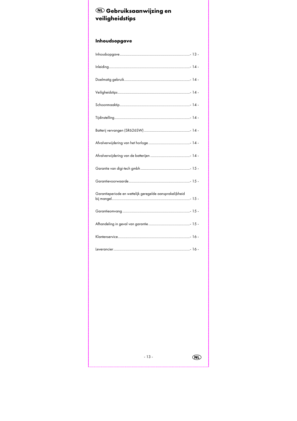 Gebruiksaanwijzing en veiligheidstips | Auriol 2-LD3463 User Manual | Page 15 / 23